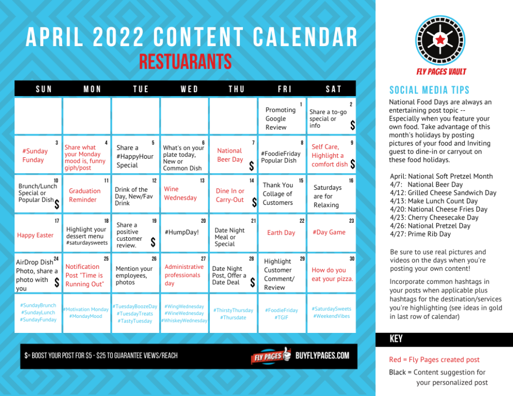 April 2022 Restaurant Social Media Calendar (1) April 2022 Restaurant Social Media Calendar 1